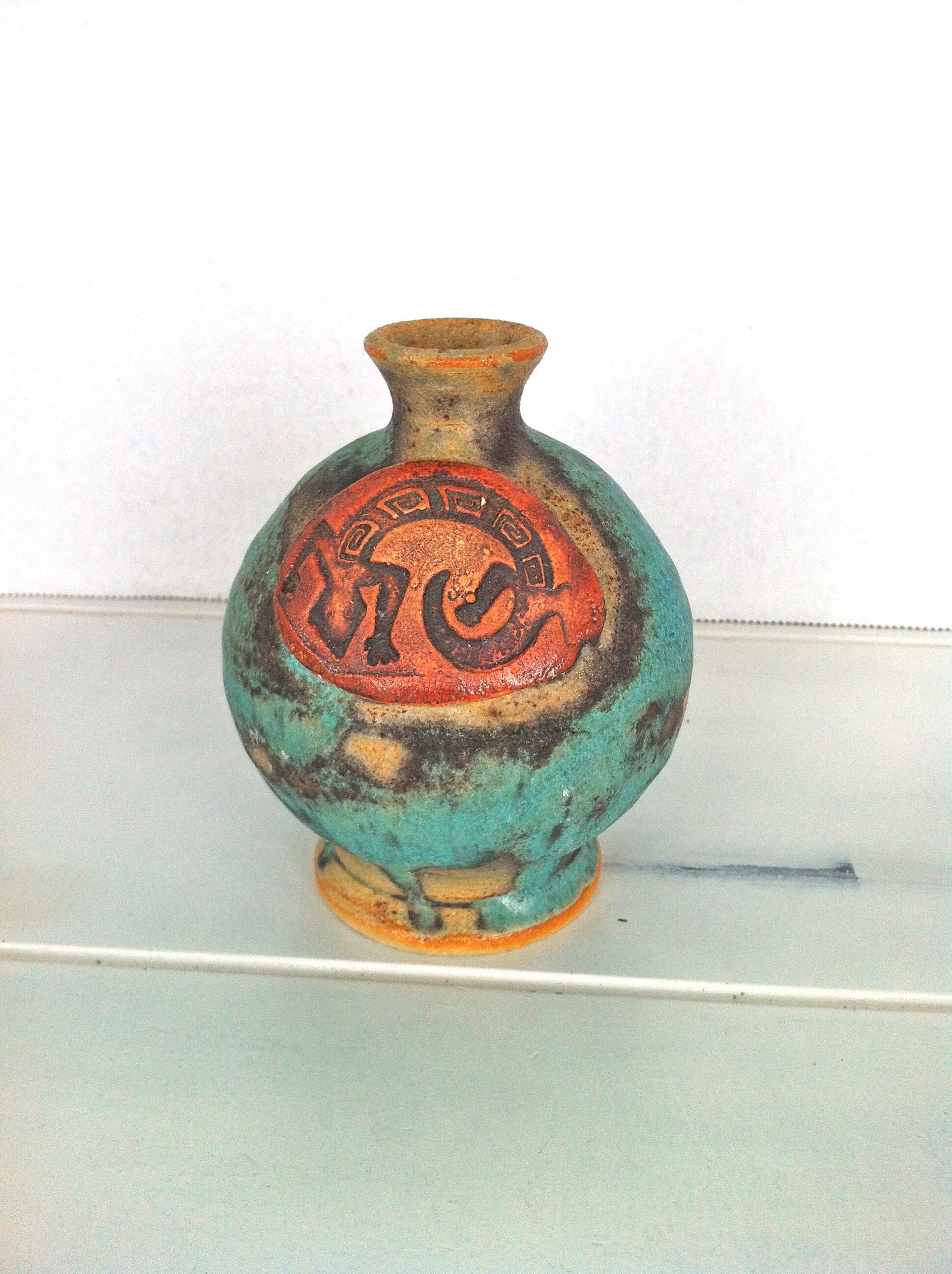 Pottery Bud Vase With Gecko Design Mexican Pottery Etsy