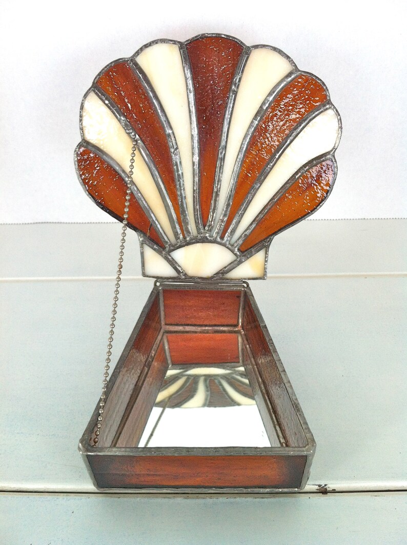 Stained Glass Shell Trinket Box/vintage Stained Glass Trinket Etsy