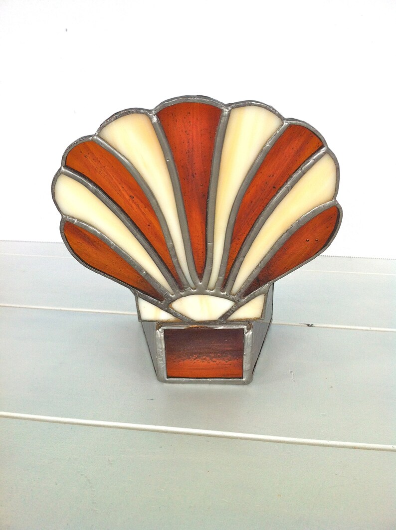 Stained Glass Shell Trinket Box/vintage Stained Glass Trinket Etsy