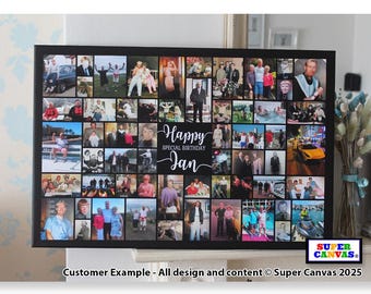 Any Age Birthday Husband Son Dad Grandad Brother Birthday Party Picture Photo Collage Frame Display Board Framed Canvas Photo Print Gift