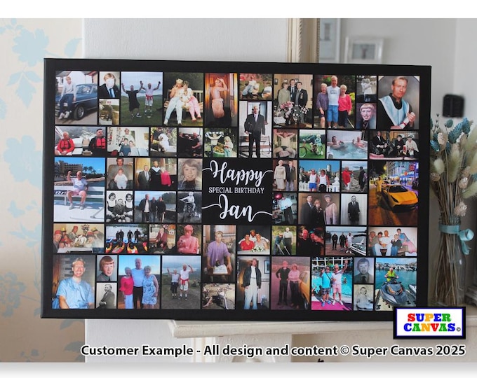Any Age Birthday Husband Son Dad Grandad Brother Birthday Party Picture Photo Collage Frame Display Board Framed Canvas Photo Print Gift