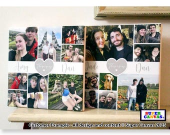 Couple Portrait Personalised 8 Photo Picture Frame Collage Framed Canvas Print Husband Wife Boyfriend Girlfriend Wedding Anniversary Gift
