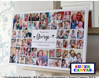 Happy 1st Birthday Baby Son Daughter Grandchild Personalised 1st Birthday 40 Picture Photo Display Board Collage Framed Canvas Print Gift