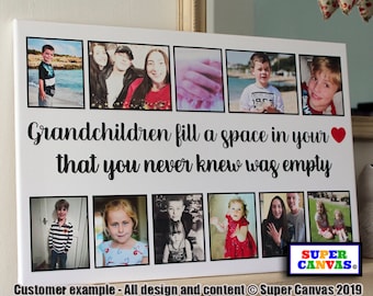 Grandchildren Personalised Grandparents Family Picture Photo Collage Framed Canvas Print Grandparents Mum Dad Grandad Nana Birthday Gift