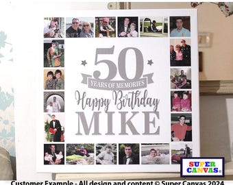 Happy Birthday Any Age Personalised Mum Dad Son Daughter Friend Brother Sister Birthday Picture Photo Display Board Framed Canvas Print Gift