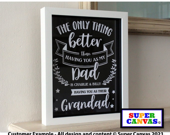 Dad Grandad Fathers Day Personalised Grandad Dad Word Art Framed Print Handmade Unique Gift for Dad Grandad Fathers Day Birthday Card Gift