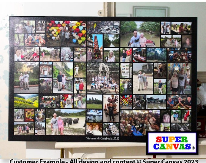 65 Picture Custom Multi Photo Collage Display Board Family Personalised Picture Wall Art Hanging Framed Canvas Photo Print Birthday Gift