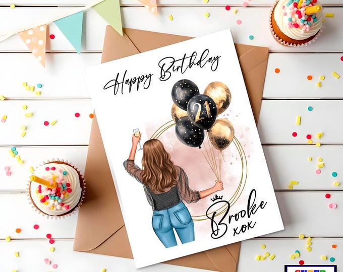 Happy 21st Birthday Daughter Girlfriend Wife Auntie Mum Best Friend Sister Granddaughter Personalised Handmade Custom A5 Greeting Card