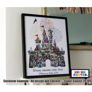 Disneyland Paris Florida Castle Shape Personalised Picture Photo Collage Framed Canvas Print Family Holiday Birthday Wedding Christmas Gift