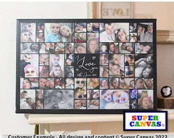 I Love You Couple Portrait 50 Picture Photo Collage Board Framed Canvas Photo Print Husband Wife Wedding Anniversary Unique Gift for Partner