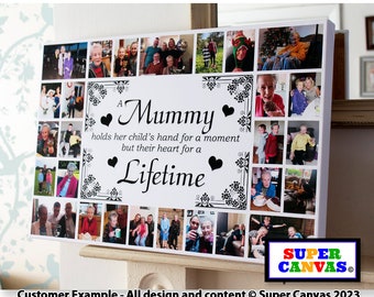 Handmade Mum Personalised Mummy 28 Picture Photo Collage Family Wall Art Framed Canvas Photo Print Birthday Present Unique Gift for Mum