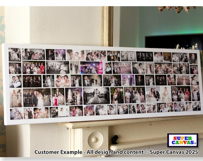 Wedding Day Personalised Picture Photo Collage Family Wall Art Display Board Framed Canvas Photo Print Couple Husband Wife Anniversary Gift