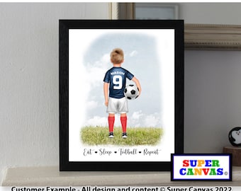 Football Theme Happy Birthday Son Grandson Friend Brother Nephew Handmade Personalised Custom Framed A4 A3 Print Birthday Card Present Gift