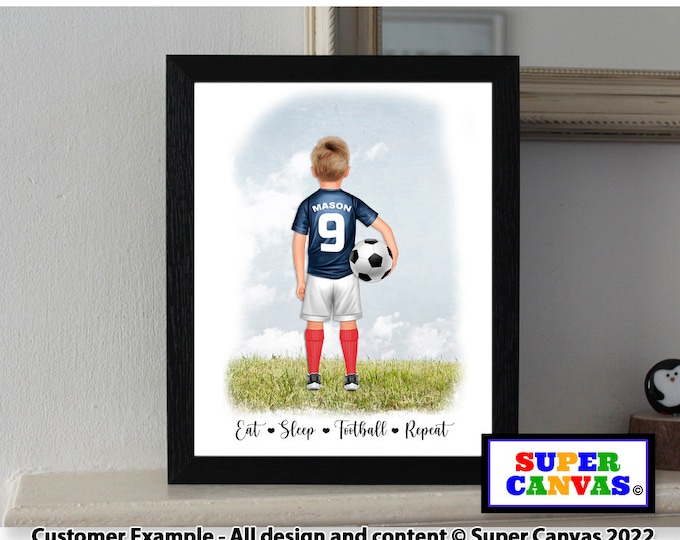 Football Theme Happy Birthday Son Grandson Friend Brother Nephew Handmade Personalised Custom Framed A4 A3 Print Birthday Card Present Gift