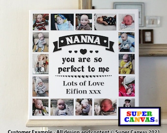 Nanny Grandma Nana Nan You are Perfect Personalised 12 Picture Photo Collage Grandchildren Wall Art Framed Canvas Photo Print Birthday Gift