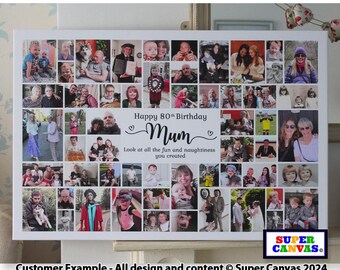 Happy Birthday Mum Wife Nana Daughter Sister Best Friend Personalised Picture Photo Party Board Collage Framed Canvas Print Birthday Gift