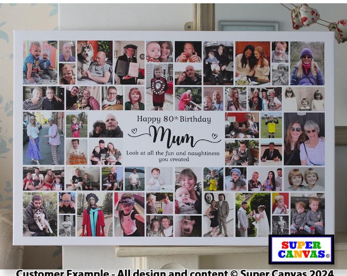 Happy Birthday Mum Wife Nana Daughter Sister Best Friend Personalised Picture Photo Party Board Collage Framed Canvas Print Birthday Gift