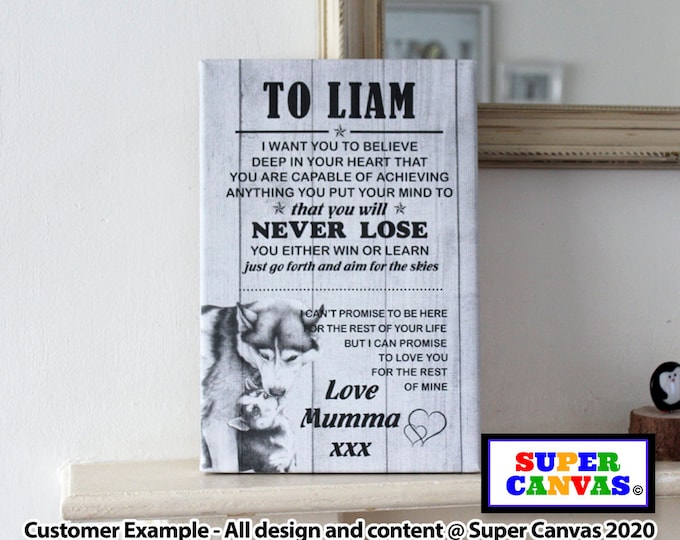 To My Our Son Wolf Cub Personalised Picture Wall Art Framed Canvas Print Handmade Unique Leaving Home New Job Graduation Birthday Card Gift