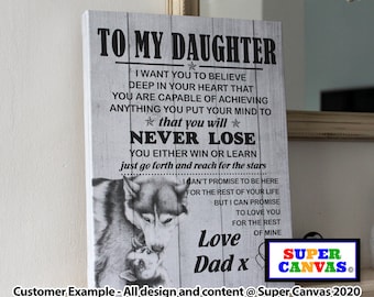 Handmade To My Our Daughter Personalised Custom Daughter Wolf Cub Picture Wall Art Framed Canvas Print Unique Birthday Gift from Mum and Dad
