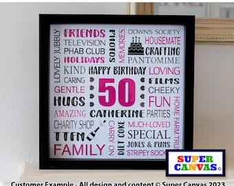 Happy Birthday Nana Best Friend Mummy Sister Wife Grandma Nanny Birthday Word Art Personalised Custom Handmade Framed Print Gift for her