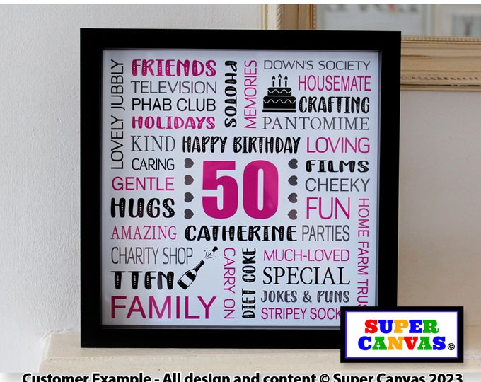 Happy Birthday Nana Best Friend Mummy Sister Wife Grandma Nanny Birthday Word Art Personalised Custom Handmade Framed Print Gift for her