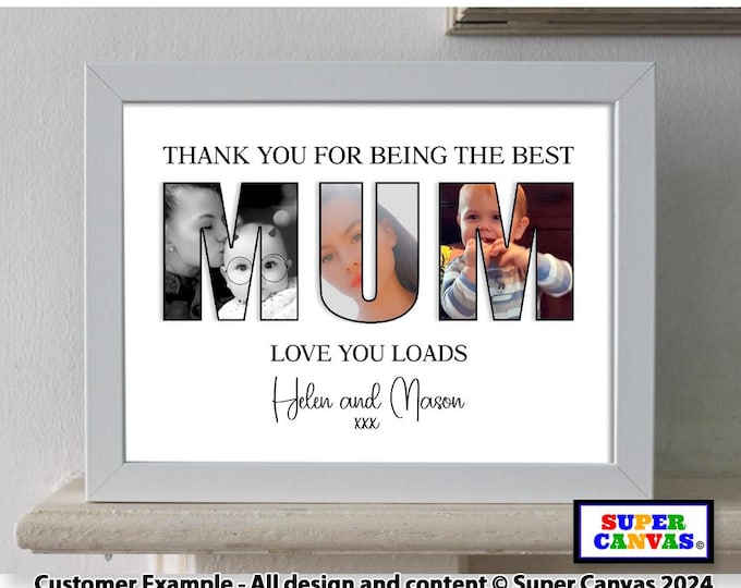 Mum Grandma Sister Nana Friend Daughter Personalised Handmade Photo Word Art Custom Framed A4 A3 Photo Print Mothers Day Birthday Gift