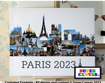 Paris France Skyline City Map Shape Travel Holiday Picture Frame Photo Display Board Collage Framed Print Canvas Photo Print Birthday Gift