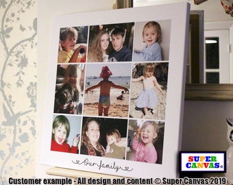 Family Quote Personalised 9 Picture Photo Custom Collage Family Wall Art Framed Canvas Photo Print Grandparent Mum Dad Friend Birthday Gift