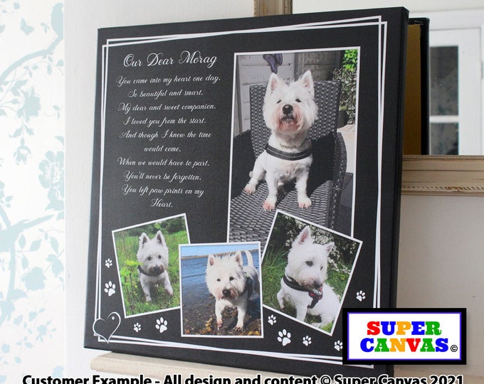 Dog Puppy Pet Memorial Personalised Dog Pet Portrait Picture Frame Photo Board Wall Art Framed Canvas Print Handmade Dog Cat Pet Loss Gift