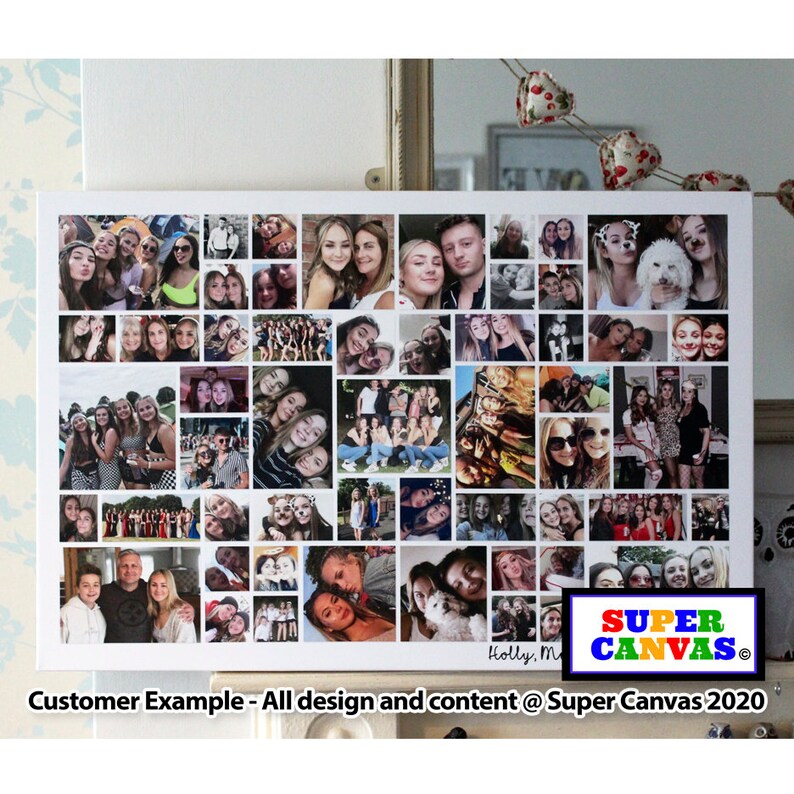65 Photo Collage Personalised Bespoke A1 A2 A3 Framed Canvas Etsy