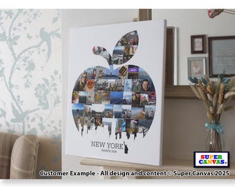 New York Big Apple Skyline City Family Holiday Travel Picture Photo Board Collage Wall Art Framed Photo Canvas Print Birthday Christmas Gift