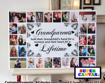 Personalised Handmade Grandparents 28 Picture Photo Board Frame Canvas Print Gift for Grandparents Grandad Grandma Birthday Christmas Gift