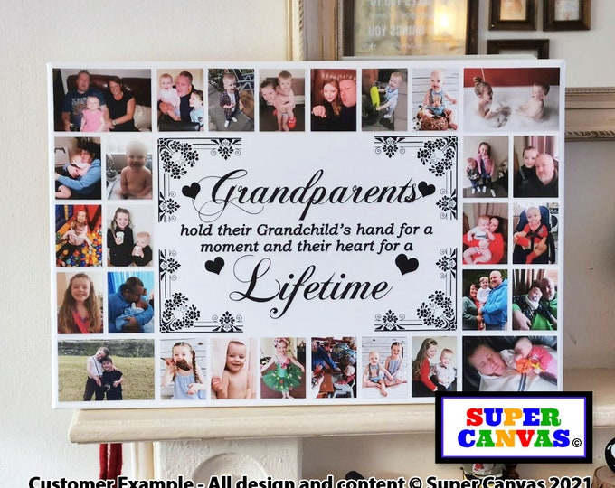Grandparents Quote Personalised Family Framed Photo Picture Wall Art Collage Canvas Print Handmade Nan Grandad Grandma Nana Birthday Gift