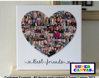 Friends Heart Shape Picture Photo Frame Collage Wall Art Framed Canvas Print Unique Handmade gift for best friend sister Birthday Gift