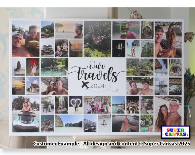Family Holiday Travel Wedding Custom Quote Personalised 40 Picture Photo Display Board Collage Wall Art Framed Canvas Photo Print Gift