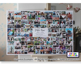 Celebration of Life Mum Dad Daughter Sister Brother Son Wife Husband Memorial Funeral 100 Picture Photo Display Board Framed Canvas Print