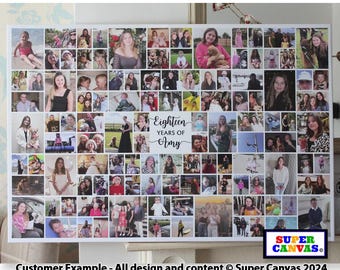 Happy Birthday Any Age Son Sister Wife Husband Daughter Friend Birthday Personalised 100 Photo Party Display Board Framed Canvas Print Gift