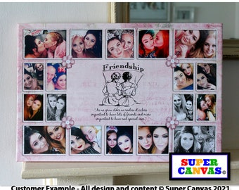 Friendship Best Friend Personalised 18 Picture Photo Board Collage Framed Canvas Print Unique Handmade Best Friend Sister Birthday Gift