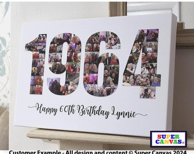 1965 Birth Year 60th Birthday Diamond Wedding Anniversary Framed Picture Photo Collage Canvas Print Husband Wife Grandad Mum Dad 60th Gift