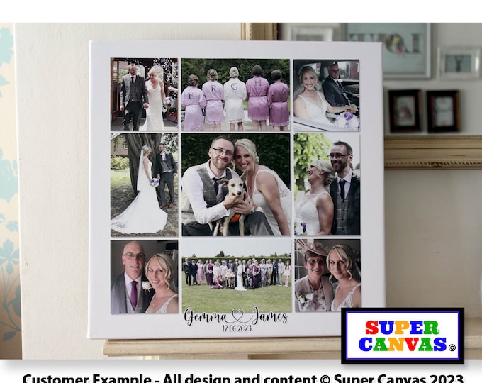Wedding Anniversary Picture Photo Collage Wall Art Framed Canvas Print Couple Husband Wife Grandparents Parents Partner Anniversary Gift