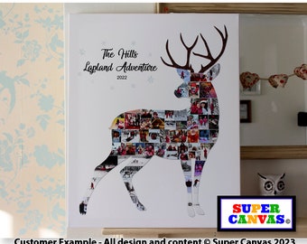 Lapland Rovaniemi Deer Reindeer Christmas Holiday Shape Photo Collage Board Wall Art Framed Canvas Print Lapland UK Souvenir Gift Present