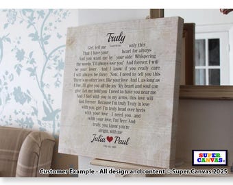 Love Heart Song Lyrics Custom Love Song Music Lyrics Handmade Wall Art Framed Canvas Print Boyfriend Girlfriend Husband Wife Christmas Gift