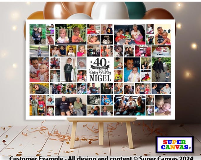 Happy 13th 16th 18th 21st 30th 40th 50th 60th 70th 80th Birthday Personalised Custom Photo Collage Party Display Board Poster A1 Print Gift
