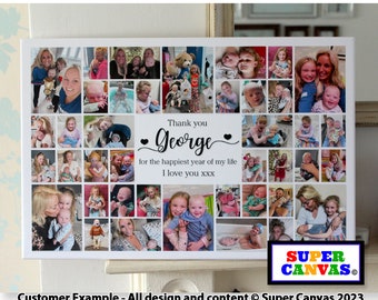 First 1st Birthday Personalised Custom 1st Birthday 40 Picture Photo Collage Party Display Framed Canvas Print Son Daughter Grandchild Gift