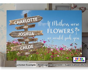 Mum Mummy Family Names Sign Post Signpost Personalised Custom Family Picture Wall Art Framed Canvas Print Birthday Mothers Day Gift