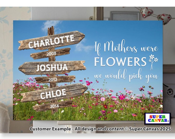 Mum Mummy Family Names Sign Post Signpost Personalised Custom Family Picture Wall Art Framed Canvas Print Birthday Mothers Day Gift