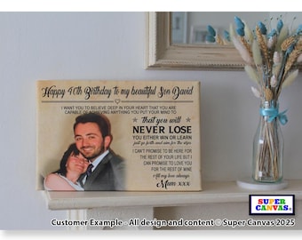 Son Happy Birthday Handmade Custom Son Word Art Birthday Picture Quote Wall Art Framed Canvas Print Birthday Card Gift Present for Son