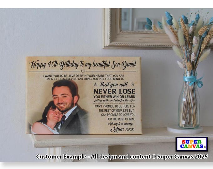 Son Happy Birthday Handmade Custom Son Word Art Birthday Picture Quote Wall Art Framed Canvas Print Birthday Card Gift Present for Son