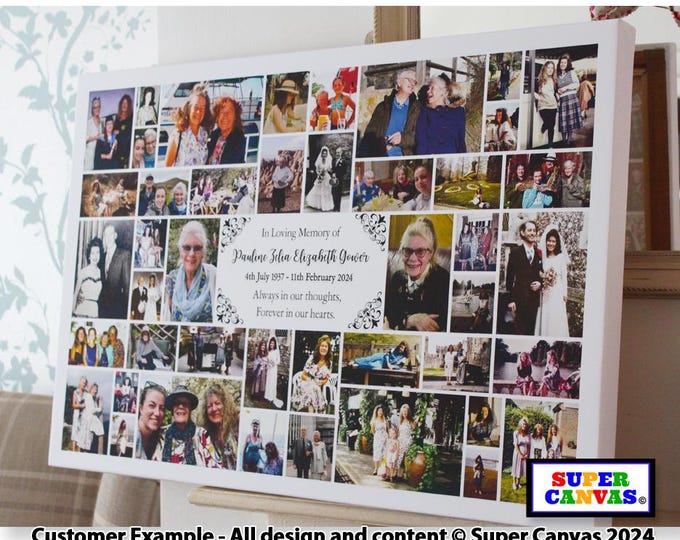 Funeral Celebration of Life Mum Dad Son Brother Sister Child Wife Husband Memorial Picture Photo Easel Display Board Framed Canvas Print
