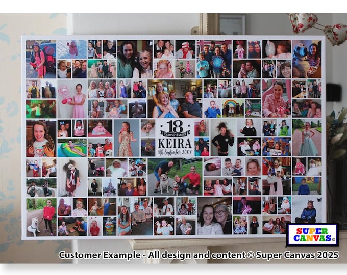 Happy 18th Birthday Personalised 100 Picture Photo Party Display Board Framed Canvas Print Daughter Son Sister Brother Friend 18th Gift
